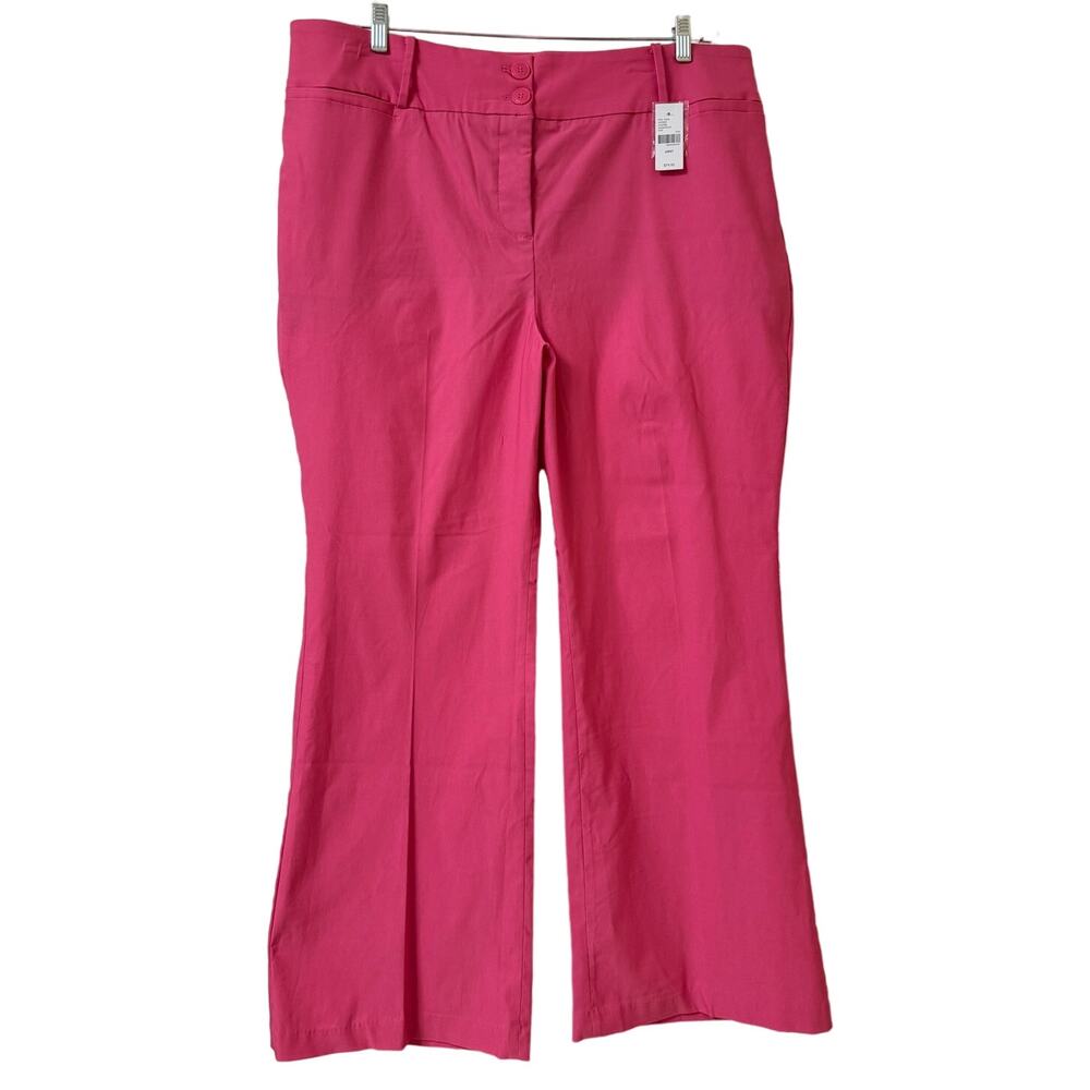 NWT Lane Bryant 22P Stretch Pink Flared Pants Tummy Control Panels